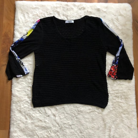 Stizzoli loose-knit sweater with colorful sleeve made in Italy size 48 US M - Picture 2 of 10